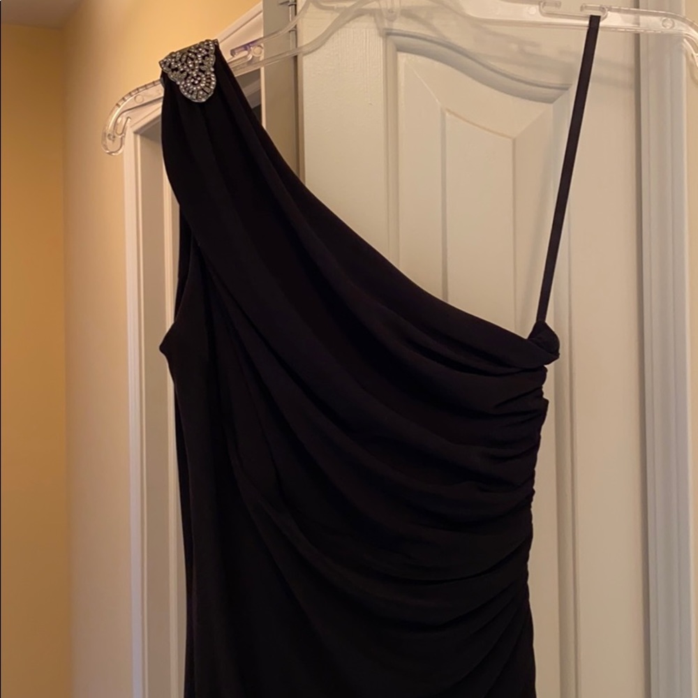 Ralph Lauren black one shoulder evening gown